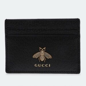 New 2022 Gucci Animalier Black Leather Card Holder Authentic